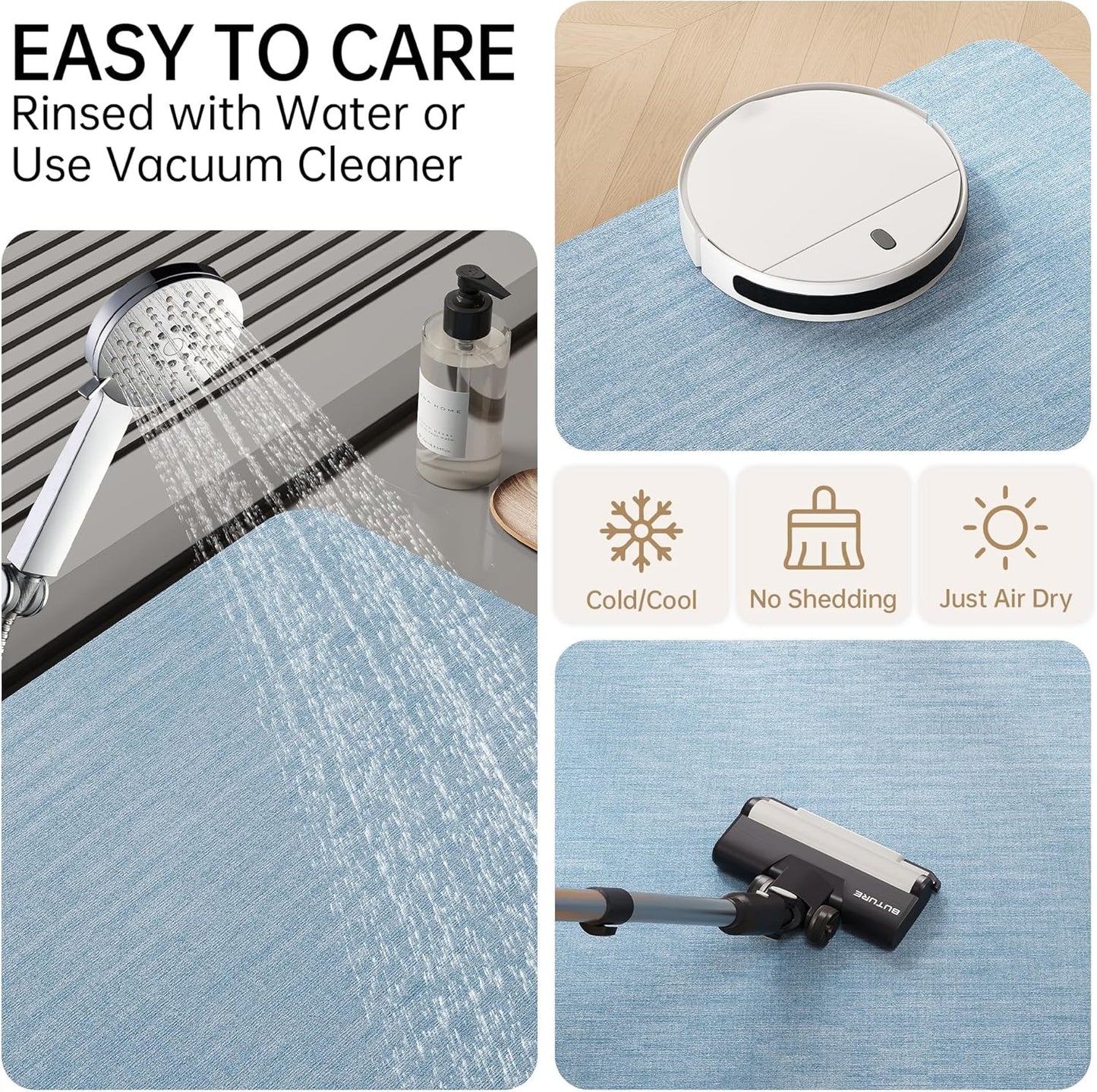 Mecko Bath Mat Rug, Rubber Non-Slip Quick Dry Absorbent Thin Bathroom Rugs Fit Under Door Bathroom Floor Mats-Shower Rug for in Front of Bathtub, Sink, Shower Room(Light Grey,16"x24")
