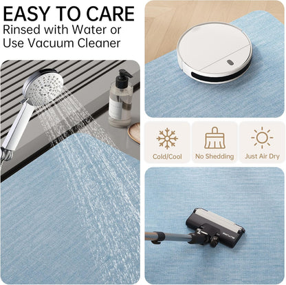 Mecko Bath Mat Rug, Rubber Non-Slip Quick Dry Absorbent Thin Bathroom Rugs Fit Under Door Bathroom Floor Mats-Shower Rug for in Front of Bathtub, Sink, Shower Room(Light Grey,16"x24")