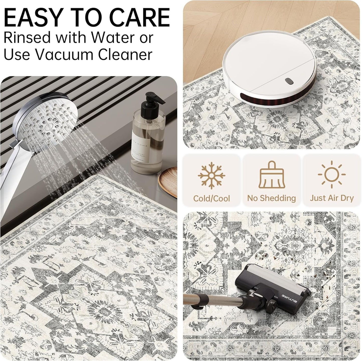 Mecko Bath Mat Rug, Rubber Non-Slip Quick Dry Absorbent Thin Bathroom Rugs Fit Under Door Bathroom Floor Mats-Shower Rug for in Front of Bathtub, Sink, Shower Room(Light Grey,16"x24")