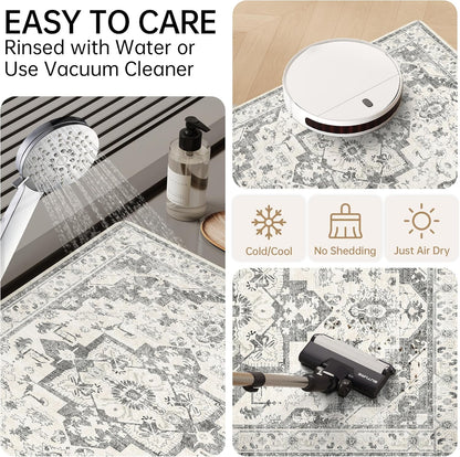 Mecko Bath Mat Rug, Rubber Non-Slip Quick Dry Absorbent Thin Bathroom Rugs Fit Under Door Bathroom Floor Mats-Shower Rug for in Front of Bathtub, Sink, Shower Room(Light Grey,16"x24")
