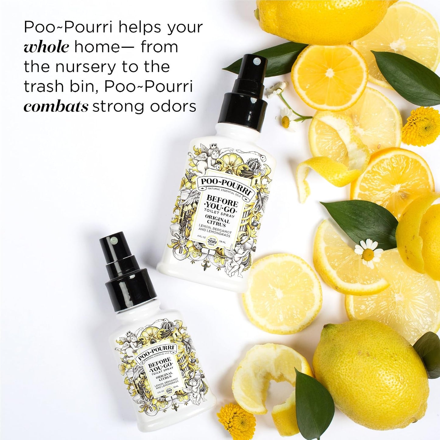 Poo-Pourri Before-You-Go Toilet Spray, Bamboo Rain, 2 Fl Oz, Up to 100 Uses, Bathroom Odor Deodorizer with Essential Oils for Home or Work, Travel Essentials, TSA Approved Size, Bamboo & Fresh Grass