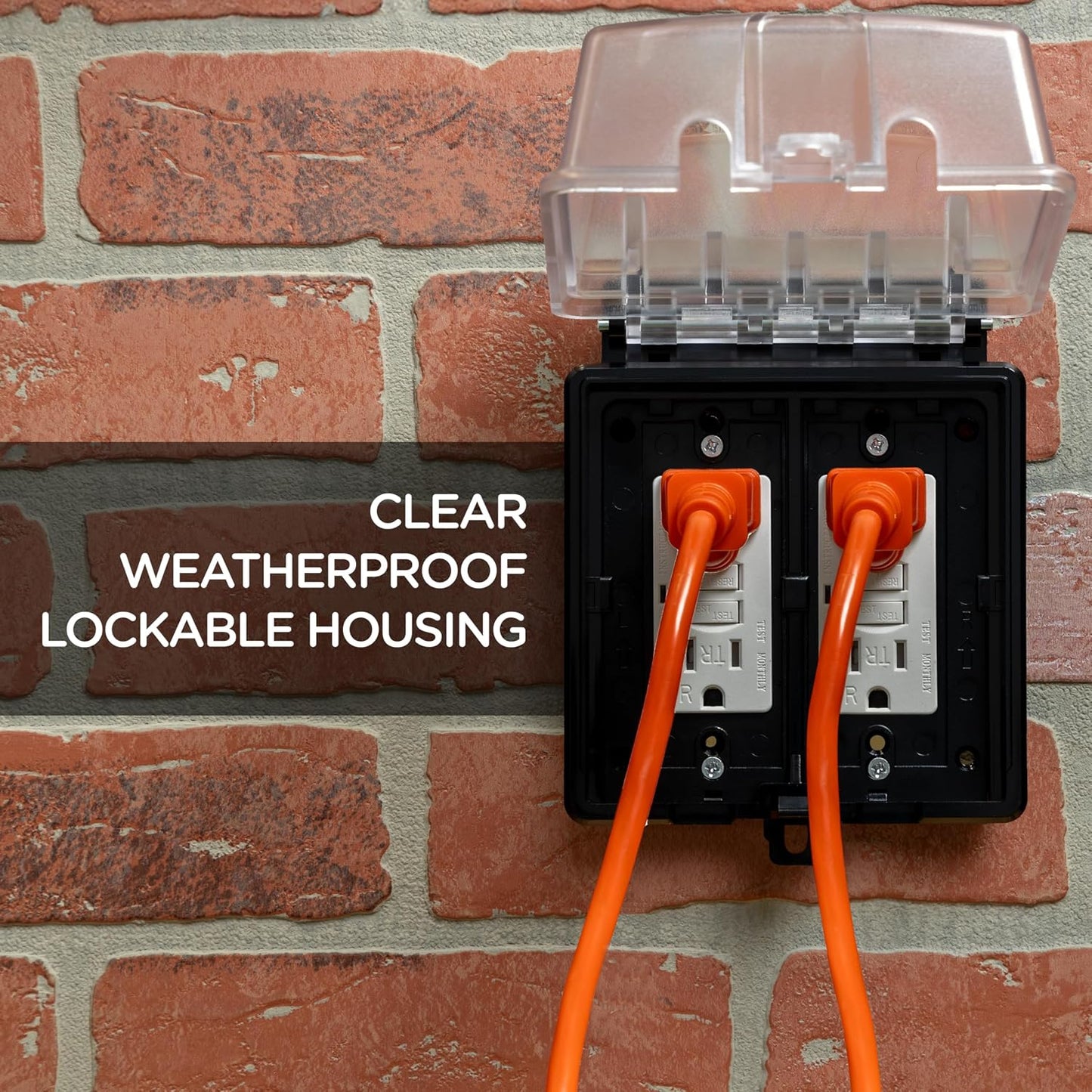 UltraPro Outdoor Electrical Outlet Cover, Dual Gang Outdoor Outlet Cover Weatherproof Enclosure, Rated for Wet Locations, Outdoor Electrical Box Waterproof Plug Covers, Black, 82614-T1