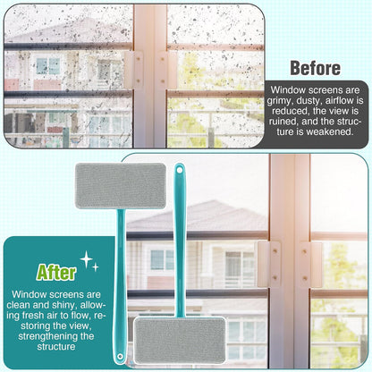Enhon 1 Pack Mesh Screen Cleaner, Window Screen Cleaning Brush Washing Equipment, Detachable Window Cleaner Tool with Wet and Dry Dual Use