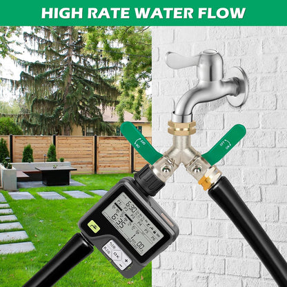 Love Is War 2 Way Garden Hose Splitter, 3/4" GHT Thread Brass Faucet Splitter with Long Easy-Turn Handles, Outdoor Water Connector for Lawn Irrigation