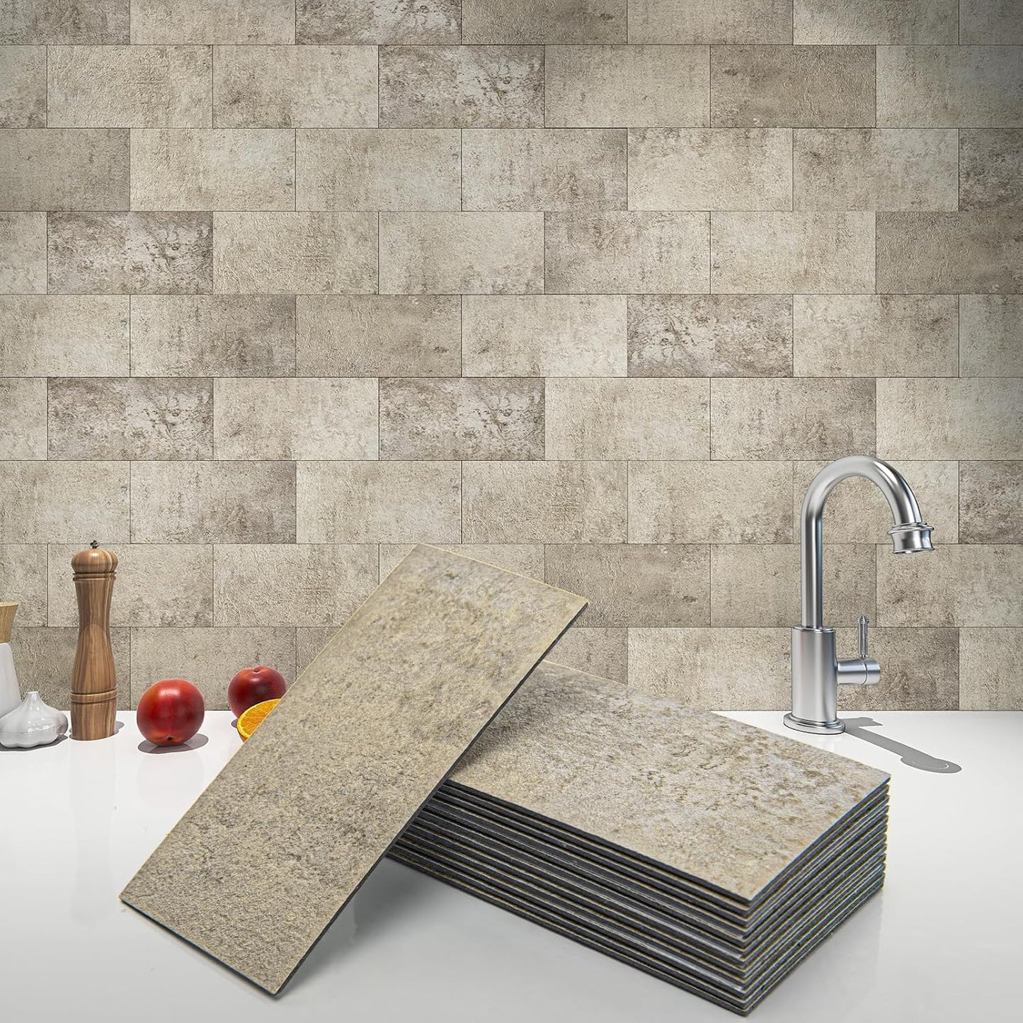 Art3d 102-Piece Peel and Stick Wall Tile for Kitchen Backsplash, Bathroom, Fireplace, 3in. × 6in. Stick on Subway Tile, Glossy White