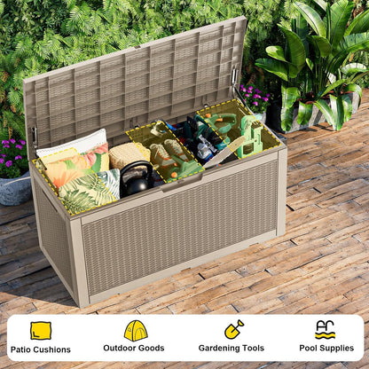 150 Gallon Waterproof Outdoor Storage Box,Resin Deck Box,Lockable Outside Storage Box Container for Patio Furniure,Garden,Tools (150 Gallon,Black)