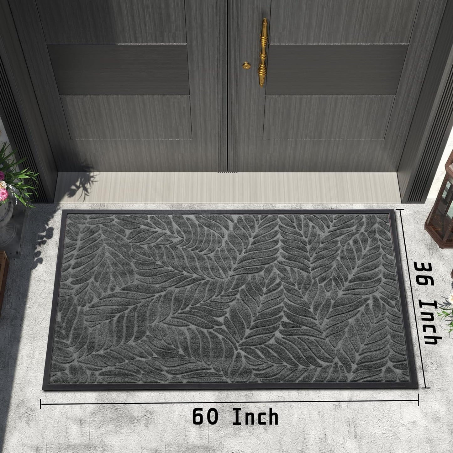 Yimobra Front Door Mat Outdoor Indoor, 29.5x17 All-Season Waterproof Door Mat Outside Entrance, All-Weather Non-Slip Outside Doormat for Garage Patio Entryway, Brown