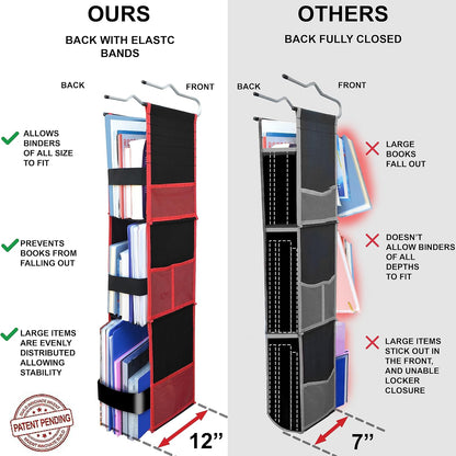 ABRA® 3 Shelf Hanging Locker Organizer for School, Gym, Work, Storage | Deep Shelves 6”x 9”| Eco-Friendly Fabric Healthy for Children | Adjustable School Locker Shelf 3 to 2 Shelves (Pink)