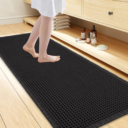 Smiry Waffle Bath Mat 30x20, Extra Soft Absorbent Bathroom Rugs, Non Slip Machine Washable Quick Dry Bath Rugs for Bathroom Floor, Tub, Shower, Home Decor Accessories, Brown