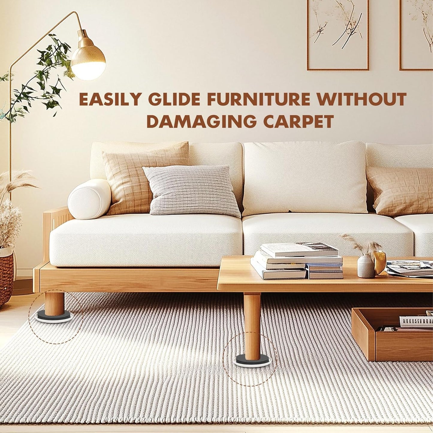 16-Pack Furniture Sliders for Hardwood Floors & Carpet, Save 80% Effort Safely and Easily, The Glide Tool Set for Heavy Furniture and Appliances, Reusable Moving Pads (8 Plastic & 8 Felt, 3.5" Slider)