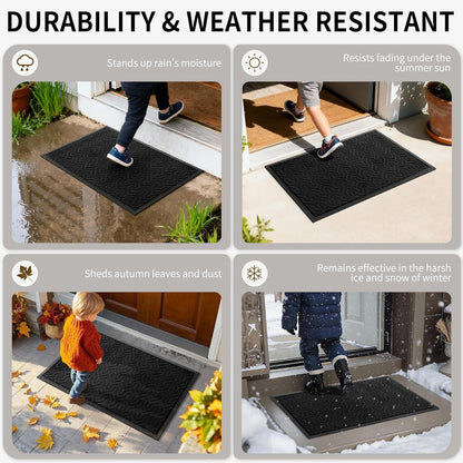 Yimobra Front Door Mat Outside Entrance 29.5x17, Waterproof Heavy Duty Outdoor Mats for Front Door, Non Slip Rubber Entry Mat for Garage Patio Indoor, Grey