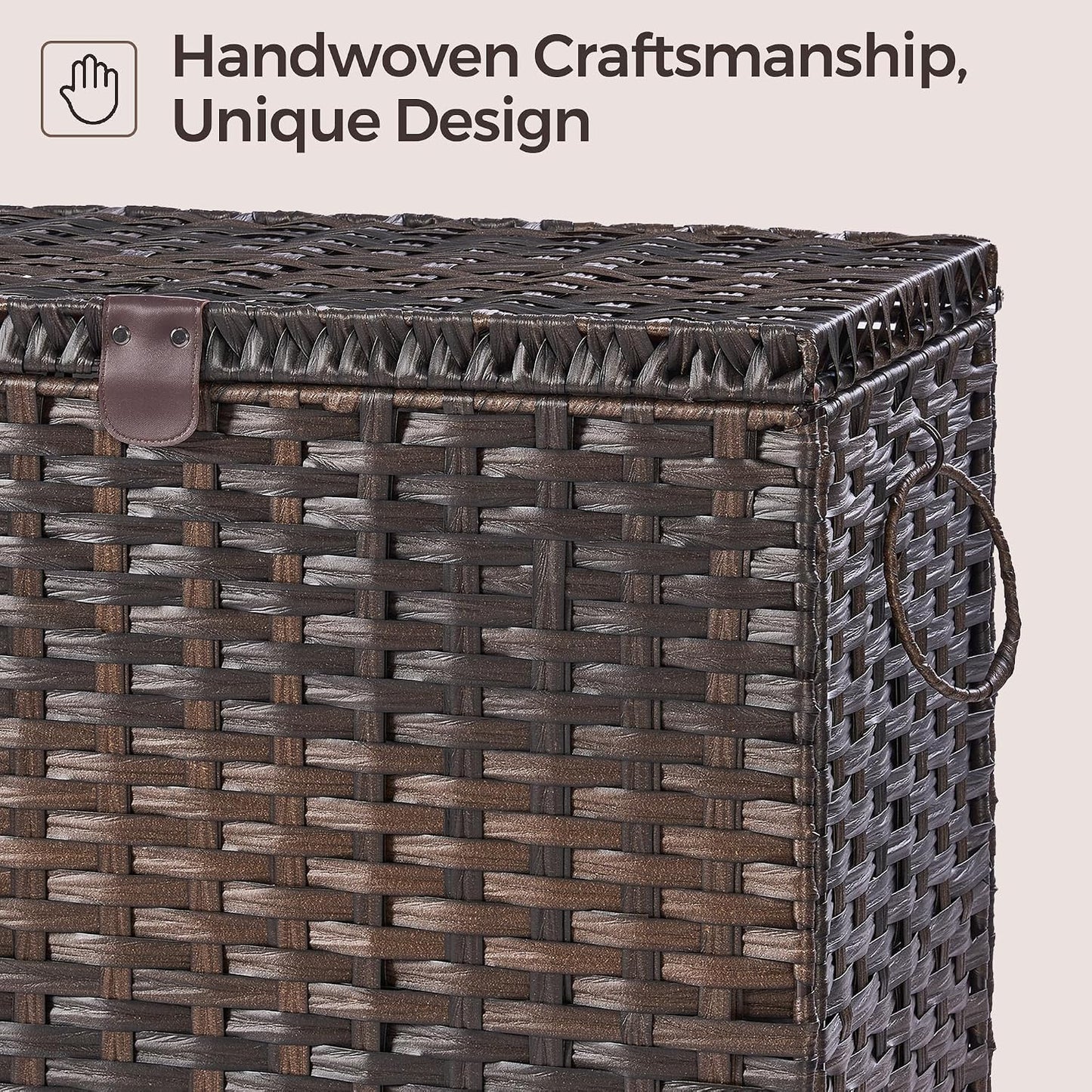 130L Laundry Hamper with Lid, 3 Section Laundry Hamper with 3 Removable Liner Bags, Large Wicker Laundry Basket with 4 Mesh Laundry Bags, Clothes Hamper for Laundry Room, Bedroom, Bathroom