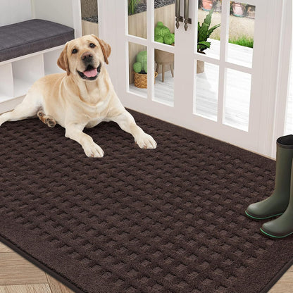 BEQHAUSE Dirt Trapper Door Mats 20"x32", Non-Slip Waffle Doormat Indoor Entrance Low-Profile, Dirt Resist and Absorbent Entryway Rugs Washable Inside Welcome Floor Mat for Front Back Door, Beige