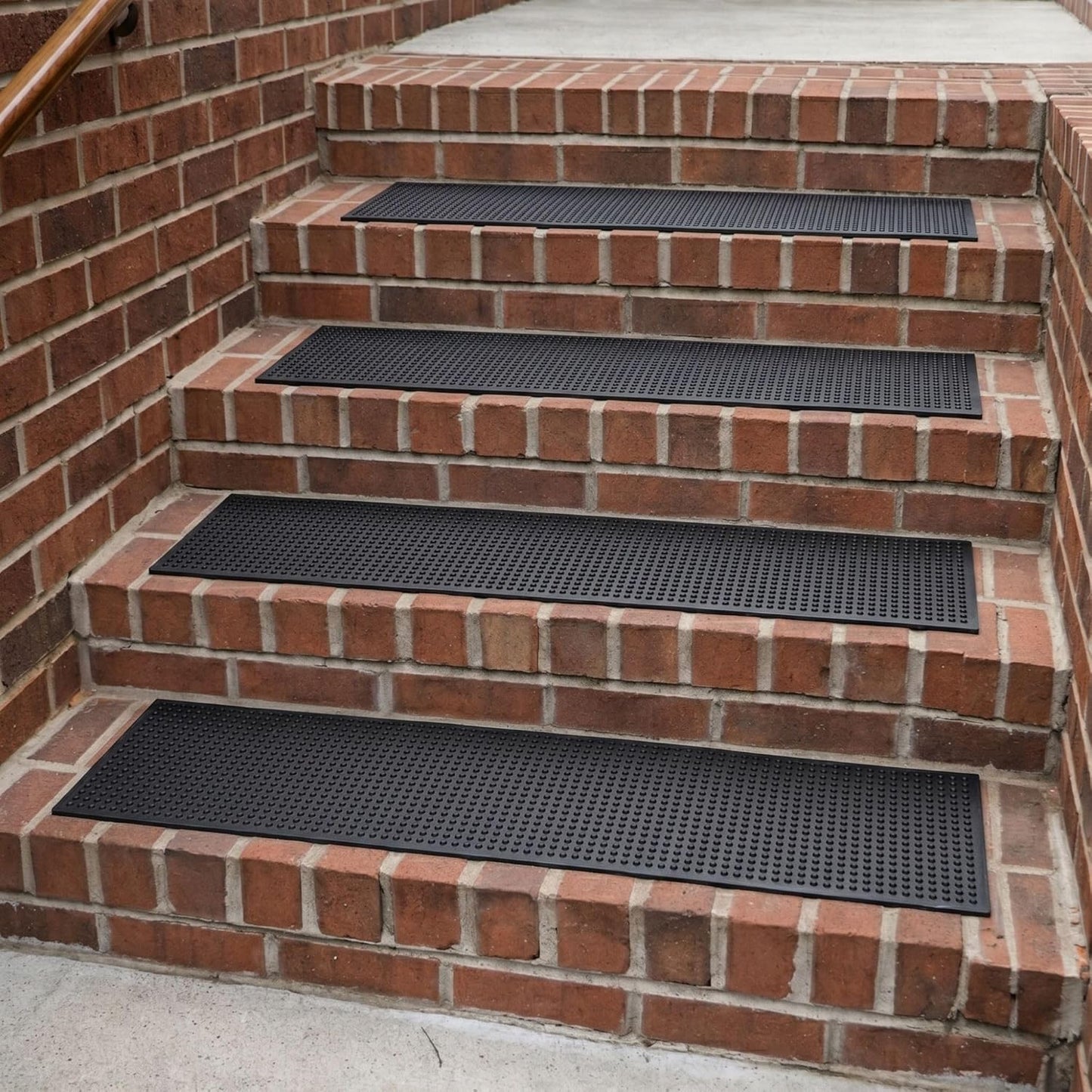 Ottomanson Non Slip Stair Treads Indoor – Peel and Stick Carpet Stair Treads for Wooden Stairs, Self Adhesive Anti Slip Stair Pads for Kids & Pets – 7.9" x 29.9", 7 Pack – Black