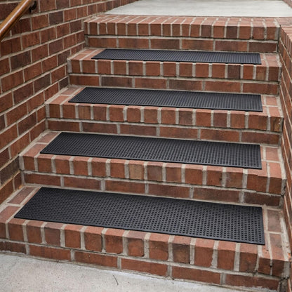 Ottomanson Non Slip Stair Treads Indoor – Peel and Stick Carpet Stair Treads for Wooden Stairs, Self Adhesive Anti Slip Stair Pads for Kids & Pets – 7.9" x 29.9", 7 Pack – Black