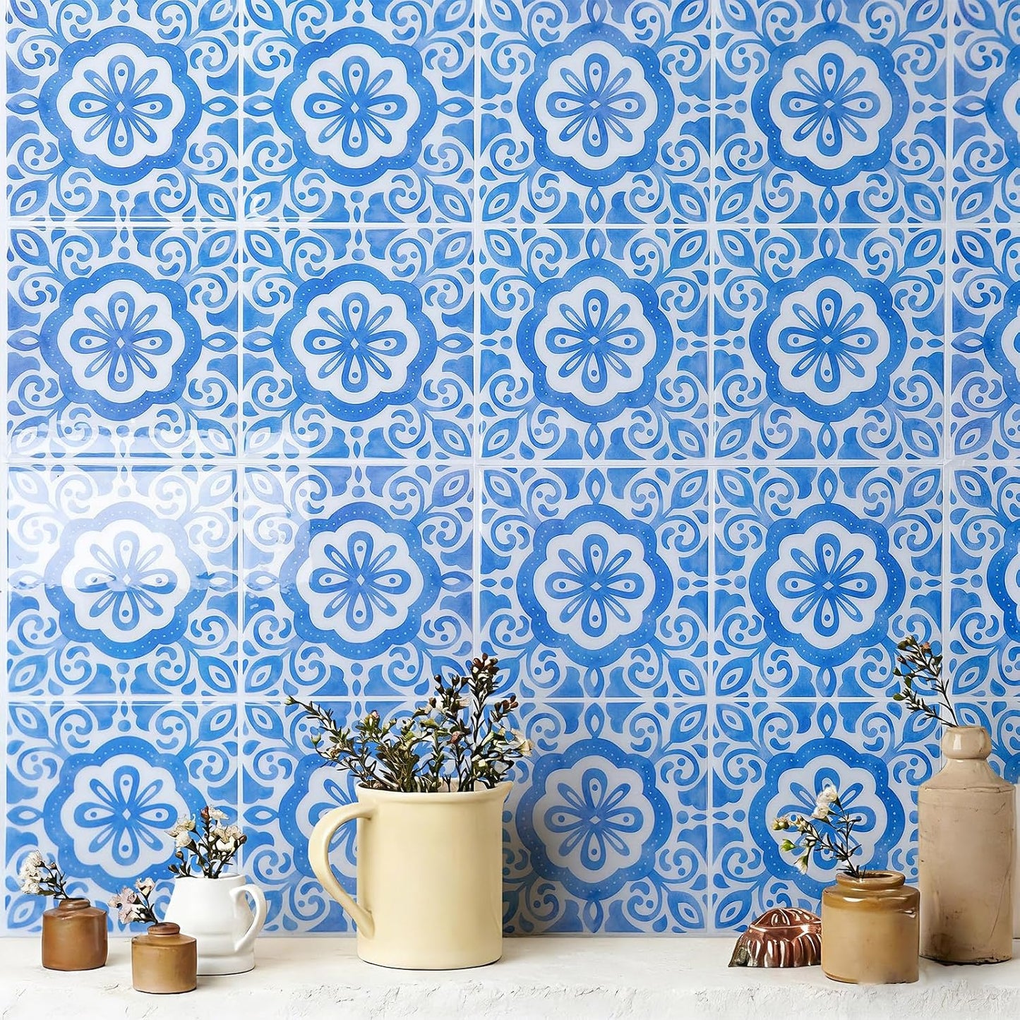 5 Sheets Peel and Stick Backsplash, Self Adhesive Wall Tiles, 3D Adhesive Tile Backsplash, 12"x12"Premium Self Adhesive Wall Tiles Peel and Stickfor Kitchen, Bathroom, RV(Spring Moss)
