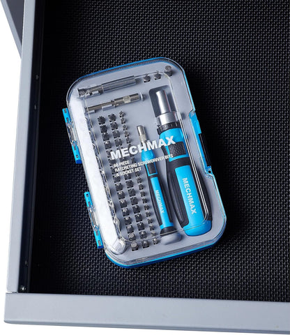 MECHMAX 68-Piece Ratcheting Screwdriver Set with Bits & Sockets | Precision tool kit with sockets & compact injection storage case. Ideal for household DIY, furniture assembly & repair