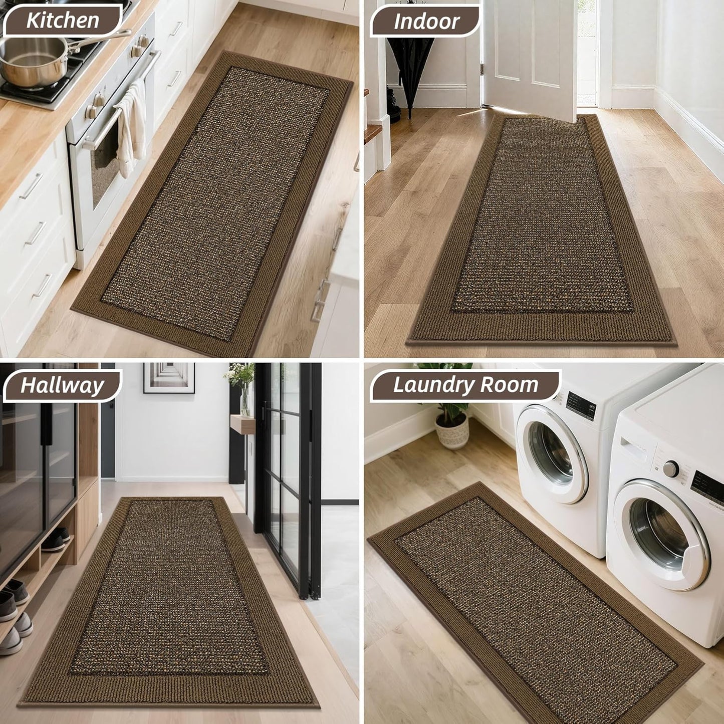 BEQHAUSE Indoor Door Mat 20" x 32", Dirt Trapper Door Mats Non-Slip Entryway Rugs Washable, Resist Dirt Absorbent Welcome Mat, Low Profile Floor Mats for Front Back Door and Entryway, Taupe