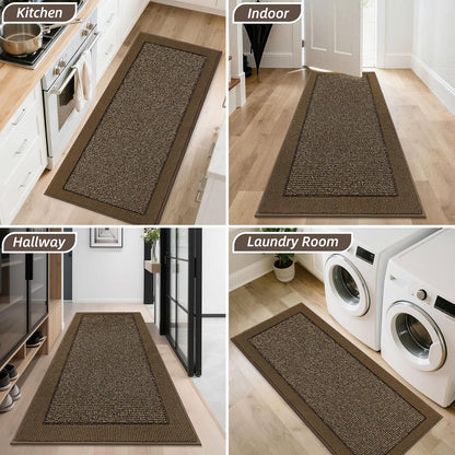 BEQHAUSE Indoor Door Mat 20" x 32", Dirt Trapper Door Mats Non-Slip Entryway Rugs Washable, Resist Dirt Absorbent Welcome Mat, Low Profile Floor Mats for Front Back Door and Entryway, Taupe