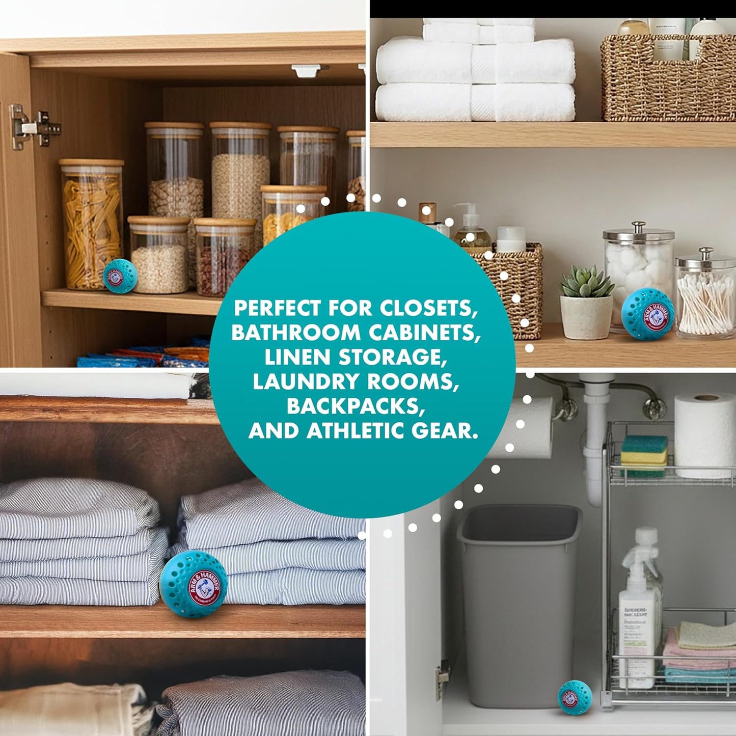 Arm & Hammer OdorBusterz® Odor Eliminator Balls, Sea Breeze, 3 Count – Baking Soda Odor Control for Closets, Drawers, Hampers & Small Spaces