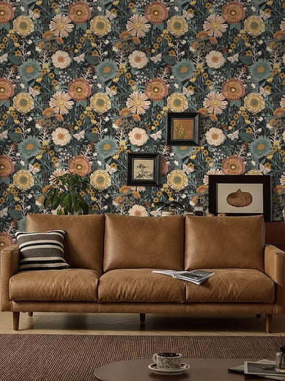Dimoon 17.3''x78.7'' Peel and Stick Wallpaper Floral Cute Contact Paper Vintage Village Country Cottage Wallpaper Farmhouse Yellow Beige Renter Friendly Geometry Waterproof Embossed Kitchen Bedroom