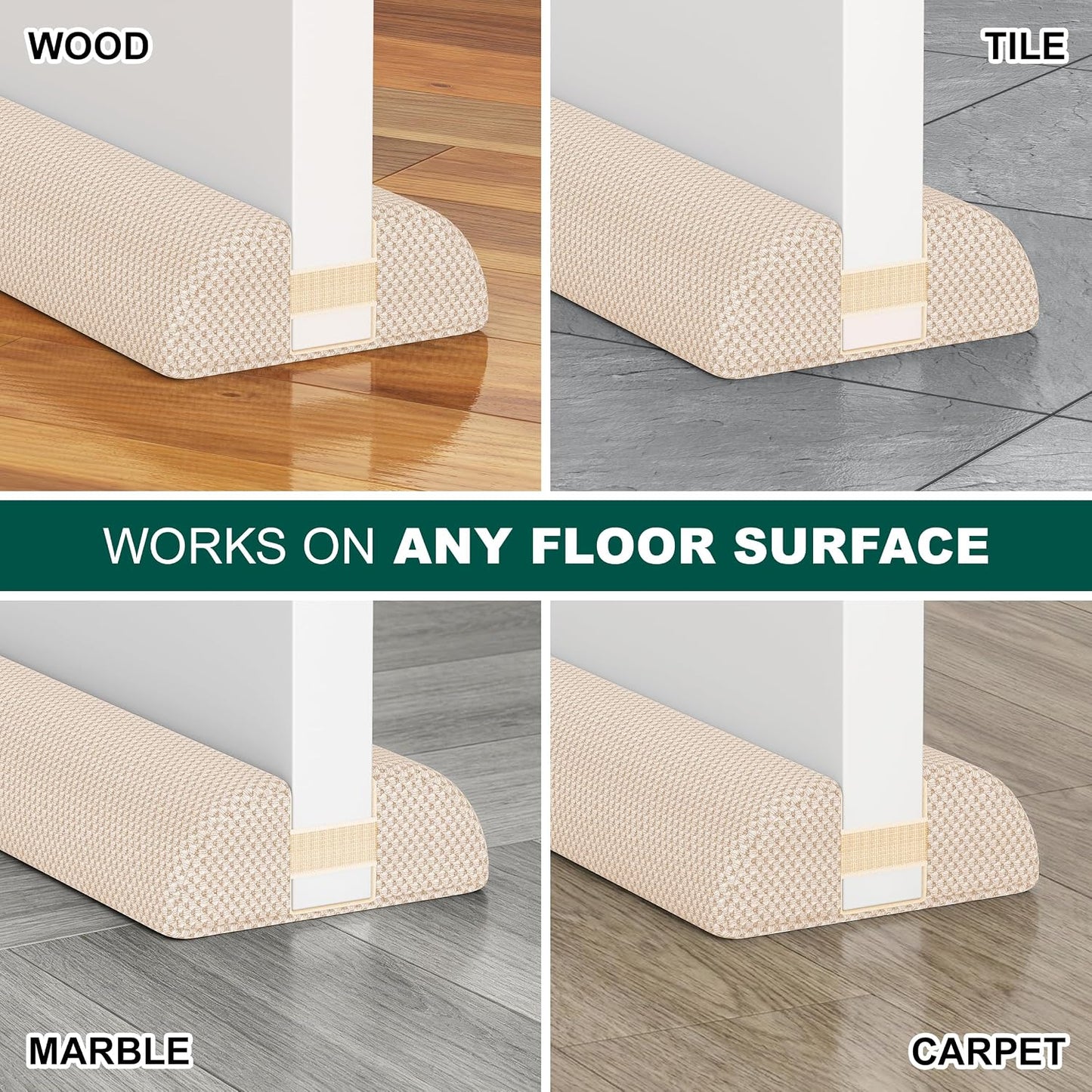 HADOR 30 Inches Door Draft Stopper - 24"-30" Adjustable, Seals 0.5"-1.7" Gaps | Blocks Drafts/Noise/Pet Hair | No Permanent Adhesive, Machine Washable, Grey