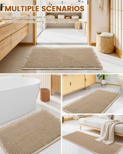 Smiry Waffle Bath Mat 30x20, Extra Soft Absorbent Bathroom Rugs, Non Slip Machine Washable Quick Dry Bath Rugs for Bathroom Floor, Tub, Shower, Home Decor Accessories, Brown