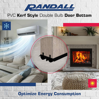 36" Kerf Slide-in Double Bulb Seal Weatherstrip Door Bottom – Durable Seal for Energy Efficiency & Draft Protection (Black)