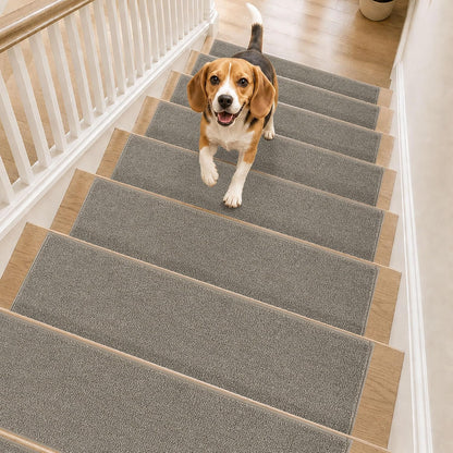 COSY HOMEER Stair Treads Non-Slip Carpet Stair Treads for Wooden Steps, Indoor Stair-Runner Rugs for Kids Elders & Pets 28"x9" (4Pc, Dark Gray)