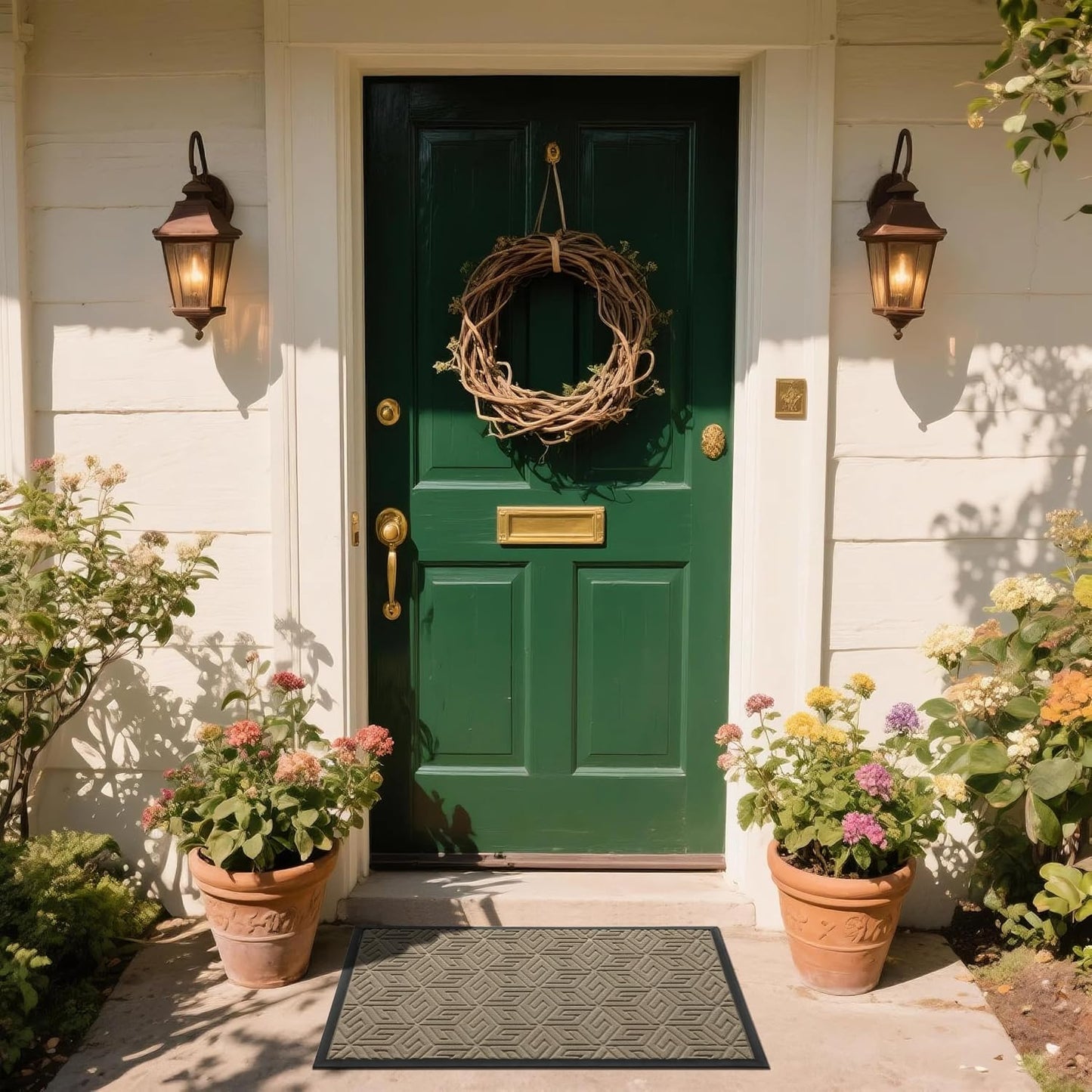 Yimobra Doormat Outdoor Entrance 29.5x17, All-Weather Waterproof Outdoor Mats for Front Door, Non Slip Welcome Door Mat for Patio Proch Outside Entryway Indoor, Black