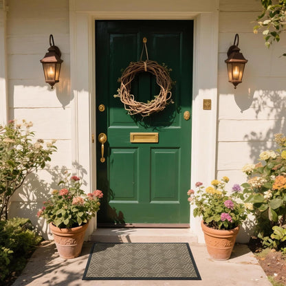 Yimobra Doormat Outdoor Entrance 29.5x17, All-Weather Waterproof Outdoor Mats for Front Door, Non Slip Welcome Door Mat for Patio Proch Outside Entryway Indoor, Black
