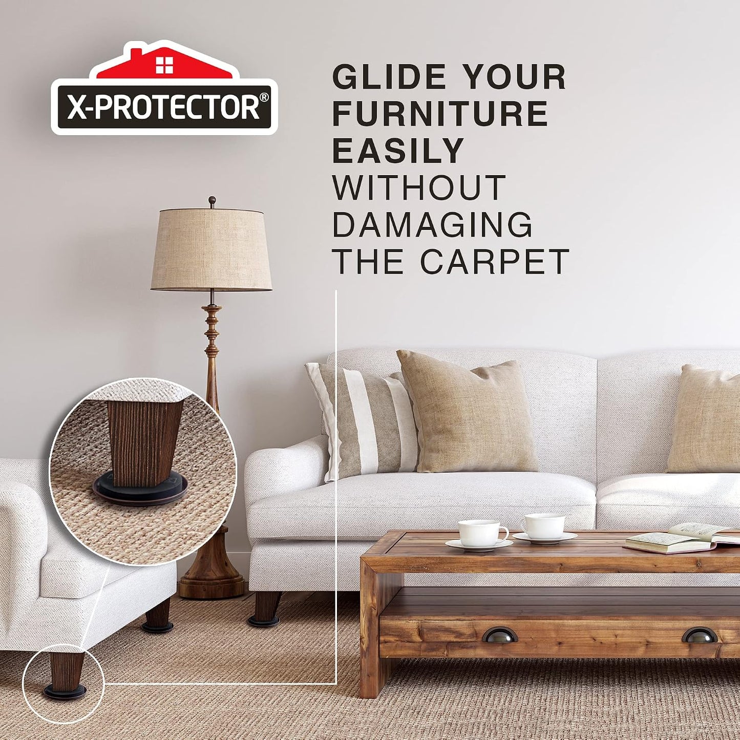 Chair Sliders X-PROTECTOR – Furniture Sliders 40 pcs Carpet Sliders 1” – The Best Furniture Moving Pads – Premium Chair Leg Floor Protectors – Slide Effortlessly with Chair Pads & Protect Your Floor!