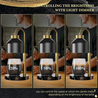 AIKUT Candle Warmer Lamp, with 2 Bulbs,Timer & Dimmer,Compatible with Large Yankee Candle Jars,3 Wick Candles,Height Adjustable Electric Top Candle Melter,White,110-120v