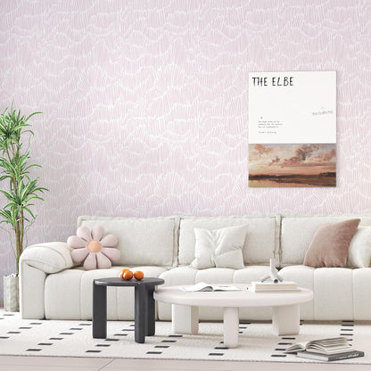 Theper Beige Wallpaper 17.3"×78.8" Modern Striped Peel and Stick Wallpaper Boho Removable Self Adhesive Wall Paper for Bedroom Waterproof White and Gold Contact Paper for Cabinets Vinyl
