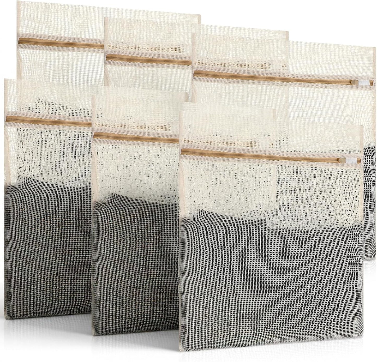 6 Piece Organic Cotton Mesh Laundry Bag Bulk, Durable Mesh Wash Bags with Sturdy Zippers and Breathable Meshes, for Underwear, Clothes, Shoes, Socks, 15.7 * 19.7Inch