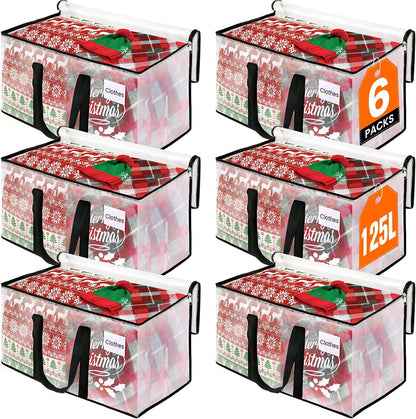 RoomHacks Heavy Duty Clear Moving Bags with Reinforced Handle and Double Zipper, Storage Totes, Packing Bags Alternative to Moving Essential and Supplies Box, Clear, Large, 6 Packs