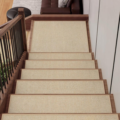 YDKGL Stair Treads Non Slip for Wooden Steps Indoor 15 Pack, Reusable Peel and Stick Adhesive Stair Treads Runner Rugs, Stair Carpet Floor Mats for Elders Pets, Easy to Install, Brown 8" x 30"