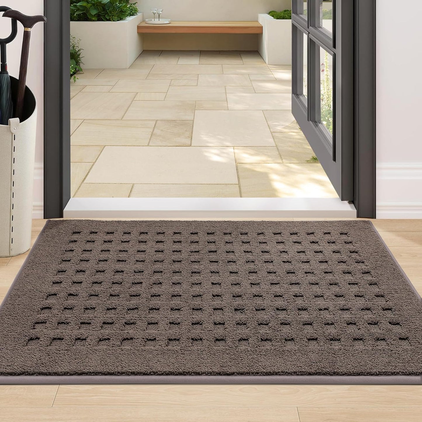 BEQHAUSE Dirt Trapper Door Mats 20"x32", Non-Slip Waffle Doormat Indoor Entrance Low-Profile, Dirt Resist and Absorbent Entryway Rugs Washable Inside Welcome Floor Mat for Front Back Door, Beige
