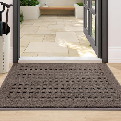 BEQHAUSE Dirt Trapper Door Mats 20"x32", Non-Slip Waffle Doormat Indoor Entrance Low-Profile, Dirt Resist and Absorbent Entryway Rugs Washable Inside Welcome Floor Mat for Front Back Door, Beige
