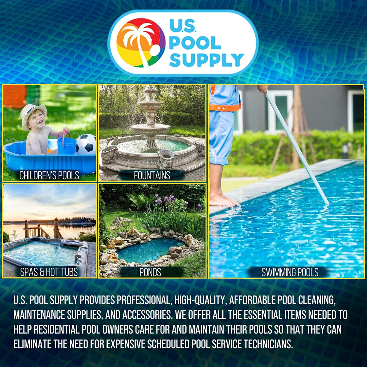 U.S. Pool Supply 13" Pool Brush with Rubber Bristles and Squeegee Edge - Safe for Vinyl Liners, Ideal for Above-Ground Pools, Aluminum Pole Handle - Scrub Leaves Debris from Walls, Floors, Corners