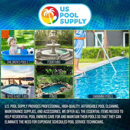 U.S. Pool Supply 13" Pool Brush with Rubber Bristles and Squeegee Edge - Safe for Vinyl Liners, Ideal for Above-Ground Pools, Aluminum Pole Handle - Scrub Leaves Debris from Walls, Floors, Corners