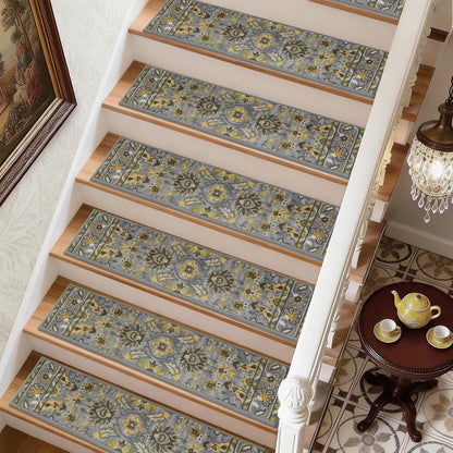 COSY HOMEER Stair Treads for Wooden Steps Non Slip Washable 8" X 30" 4pcs | Self Adhesive,Peel and Stick,Soft Carpet Stair Treads for Kids,Elder,Pet,Residue Free,Reusable Stair Runner,Multi-Surface Use