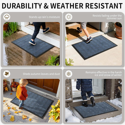 Yimobra Front Door Mat Outside Entrance 29.5x17, Waterproof Heavy Duty Outdoor Mats for Front Door, Non Slip Rubber Entry Mat for Garage Patio Indoor, Grey