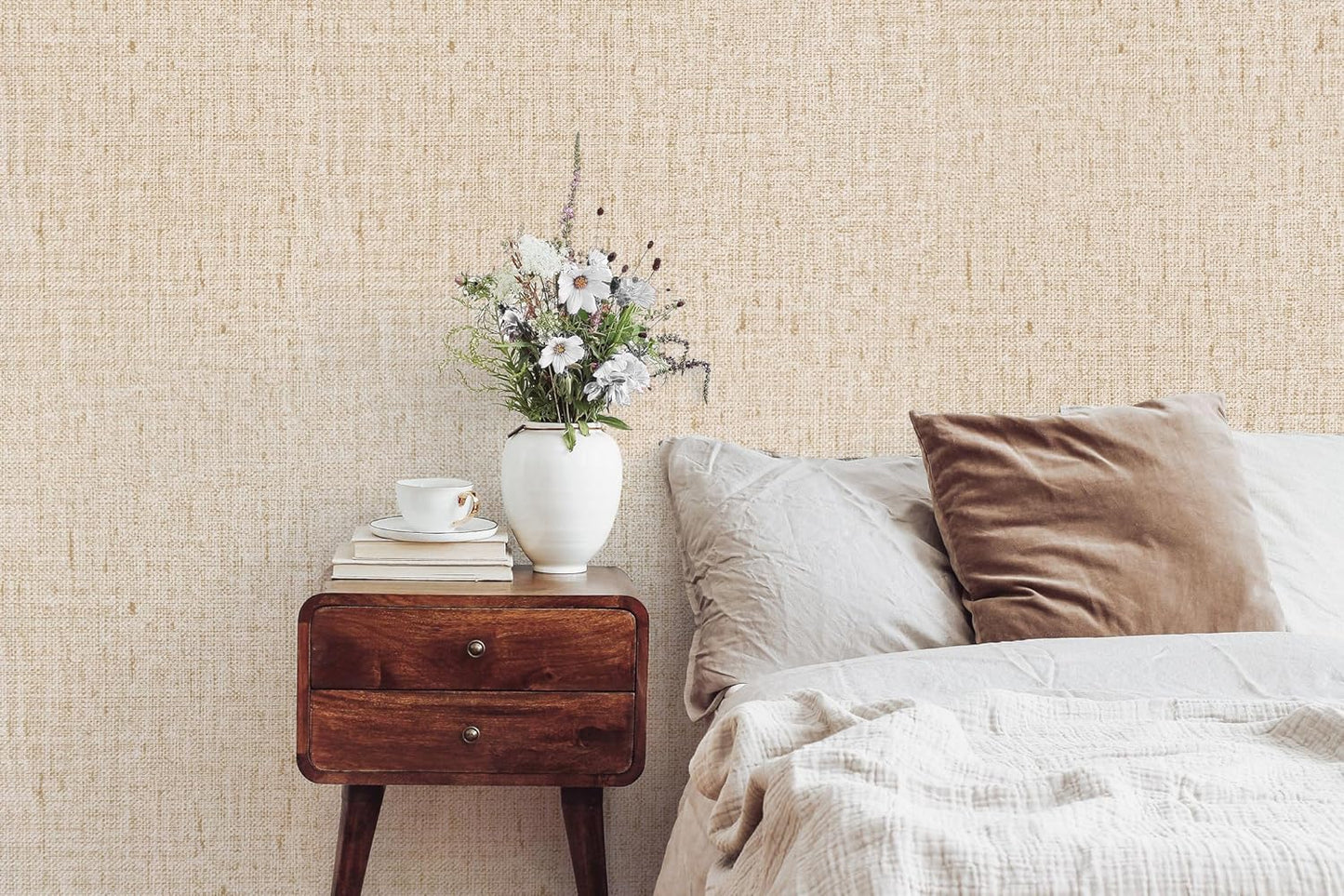 Beige Grasscloth Peel and Stick Wallpaper Textured Contact Paper 15.7inch x 118.1inch Faux Linen Vintage Grasscloth Contact Paper Self Adhesive Removable Wallpaper Vinyl