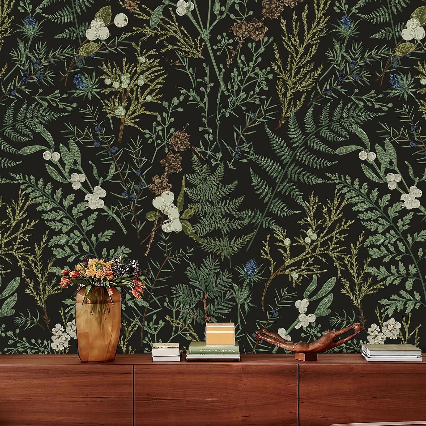 Removable Peel and Stick Wallpaper Boho 17.5 x 118 in Floral for Bedroom Bathroom Easy Peel Off Stick on Wallpaper Contact Paper Renter Friendly Wall Paper