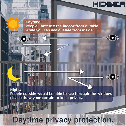 HIDBEA Frosted Window Privacy Film - Non Adhesive Static Cling Glass Stickers Sun UV Blocking Heat Control Door Covering Decals for Home Office, 23.6 x 78.7 Inch