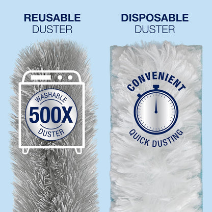 Bona High Performance Dusting System - 1 Extendable Handle, 3 Disposable Dusters, 1 Reusable Duster, & 1 Storage Bag - Extendable Dusting Kit