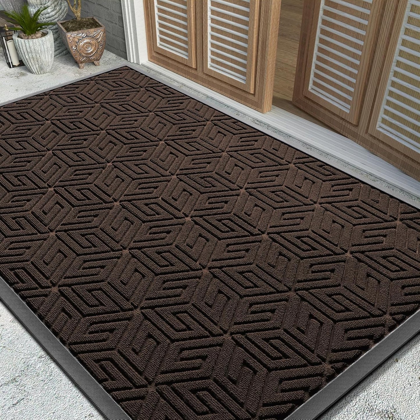 Yimobra Doormat Outdoor Entrance 29.5x17, All-Weather Waterproof Outdoor Mats for Front Door, Non Slip Welcome Door Mat for Patio Proch Outside Entryway Indoor, Black