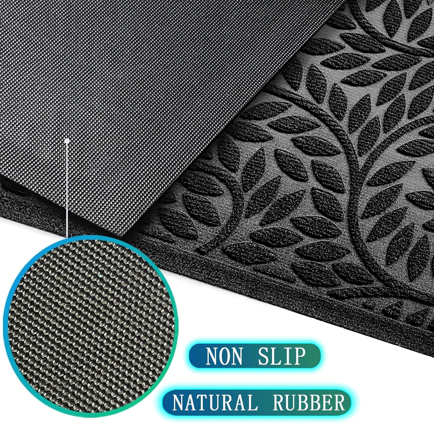 Bulijojo Front Door Mat Entrance,Durable Heavy Duty Welcome Mat,Thick Absorbent Natural Rubber Non Slip Mat,Sturdy Entryway Brown 17"x30"