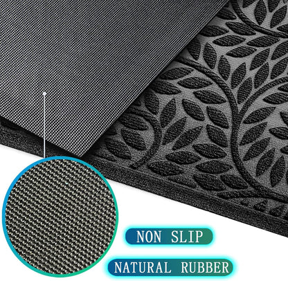 Bulijojo Front Door Mat Entrance,Durable Heavy Duty Welcome Mat,Thick Absorbent Natural Rubber Non Slip Mat,Sturdy Entryway Brown 17"x30"